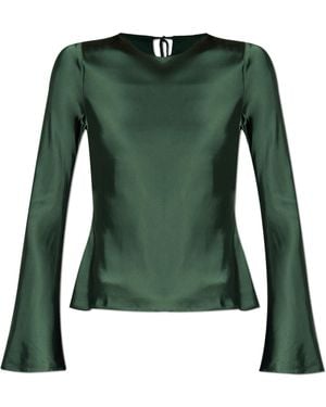 Ganni Top With Back Slit - Green