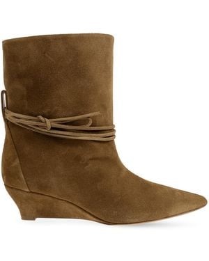 Odissi Suede Wedge Ankle Boots - Brown
