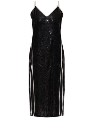 Palm Angels Sequin Dress With Double Slit - Black