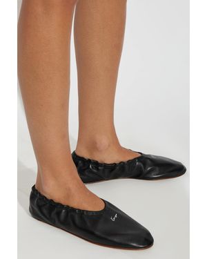 KENZO Leather Ballet Flats With Logo - Black