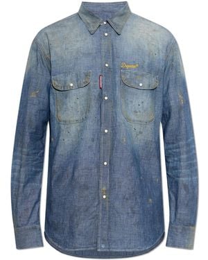 DSquared² Denim Shirt With 'Vintage' Effect - Blue