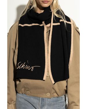 Moschino Wool Scarf With Logo - Black