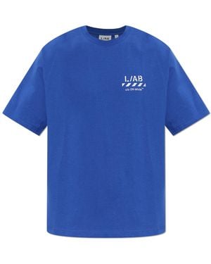 LAB C.O. OFF WHITE T-Shirt With Printed Logo - Blue