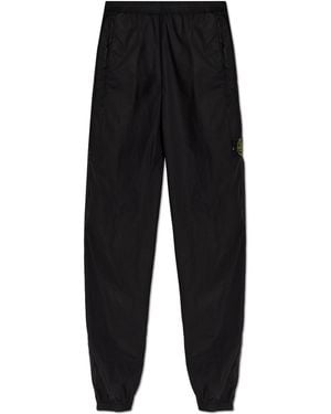 Stone Island Trousers With Logo Patch - Black