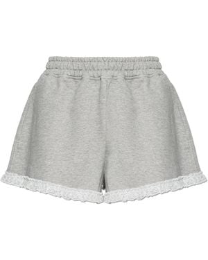 Ganni Shorts With Lace Trim - Grey