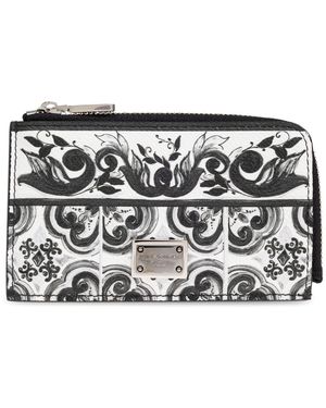 Dolce & Gabbana Card Case With "Majolica" Print - White