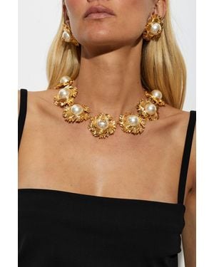 Dolce & Gabbana Short Necklace With Artificial Pearls - Brown