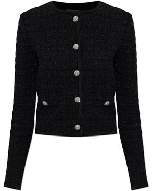 Alessandra Rich Cardigan With Shimmering Appliqués - Black