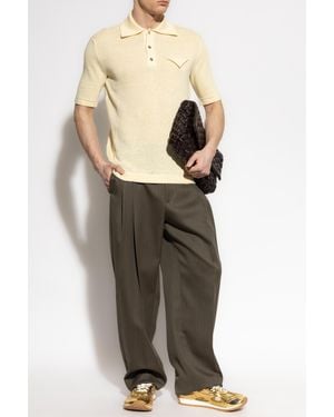Bottega Veneta Linen Polo Shirt - Yellow