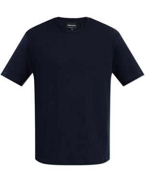 Giorgio Armani T-Shirt With A Raised Pattern - Blue