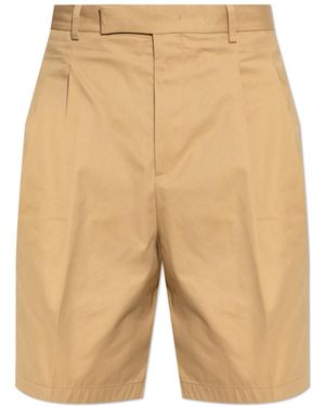 Jil Sander Cotton Shorts With Pleats - Natural