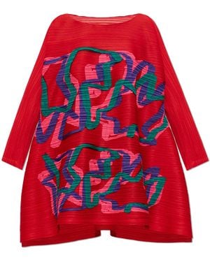 Pleats Please Issey Miyake Pleated Top - Red