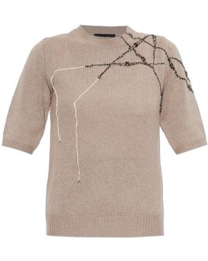 Fabiana Filippi Top With Shimmering Crystals - Natural