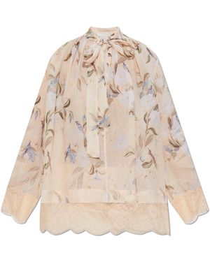 Zimmermann Loose-Fit Top With Lace Inserts - Natural