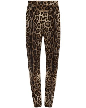 Dolce & Gabbana Wool Trousers With Animal Motif - Brown
