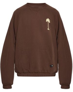 Palm Angels Sweatshirt With Print - Brown