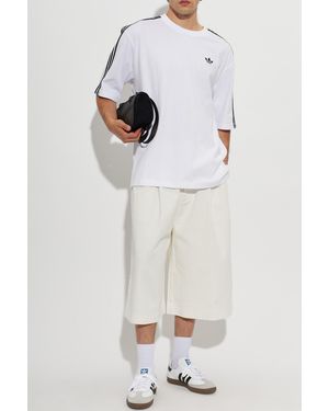 adidas Originals Denim Shorts With Wide Legs - White