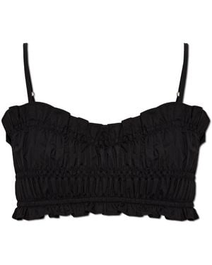 MICHAEL Michael Kors Short Top With Ruching - Black