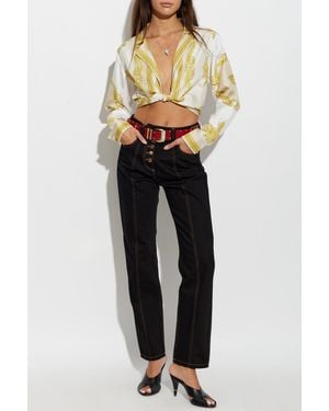 Versace Silk Shirt With Asymmetric Cut - Natural