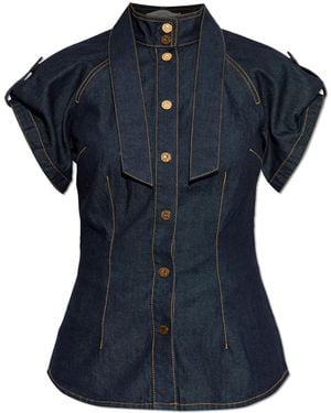 Zimmermann Denim Shirt With Short Sleeves - Blue