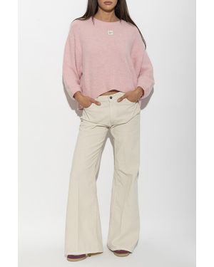 American Vintage Sweater With Logo Patch - Natural