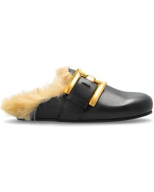 Balmain Leather Slides - Black