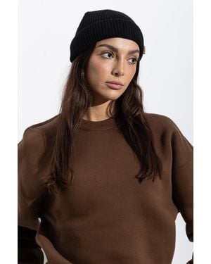 Ami Paris Wool Beanie With Sewn Logo - Brown