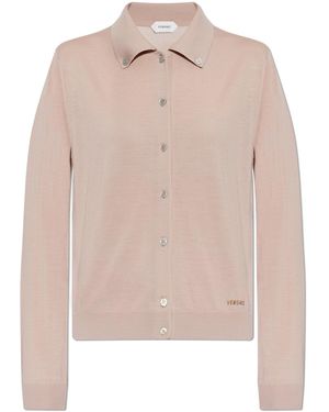 Versace Cardigan With Embroidered Logo - Pink