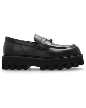 McQueen "Loafers"-Style Shoes On A Platform - Black