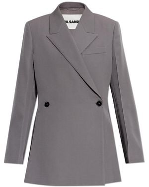 Jil Sander Double-Breasted Blazer With Side Vents - Grey