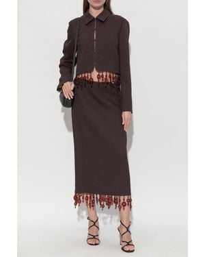 Tory Burch Blazer With Decoratively Finished Hem - Brown