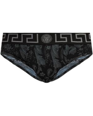 Versace Cotton Briefs With Logo - Black