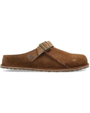 Birkenstock 'Lutry Premium Suede' Slides - Brown