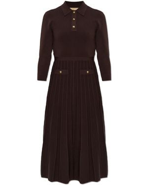 MICHAEL Michael Kors Long Dress With Collar - Brown