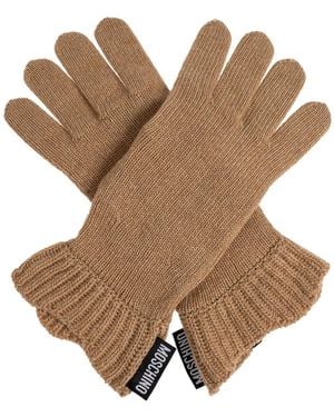 Moschino Gloves With Logo Patch - Brown
