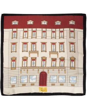Moschino Silk Scarf With Print - Natural