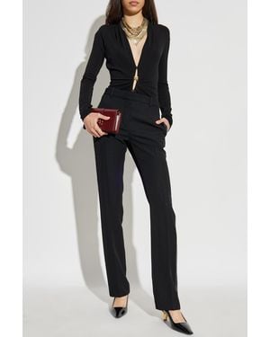 Versace Pants With Shiny Side Stripes - Black