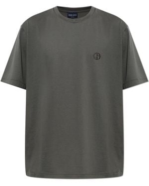 Giorgio Armani T-Shirt With Embroidered Logo - Grey
