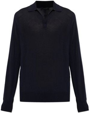 Sease Wool Long-Sleeve Polo - Blue