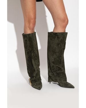 Balmain Suede Heeled Boots - Green