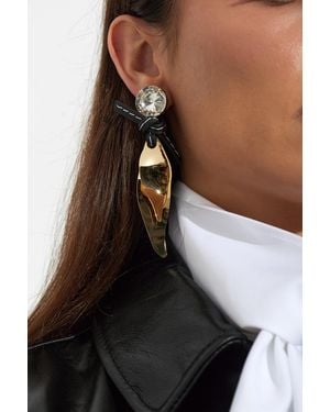 Marni Brass Leaf-Shaped Earrings - Brown