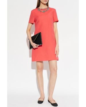 Valentino Garavani Dress With Shimmering Crystals - Red