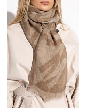 Moschino Scarf With Logo - Brown