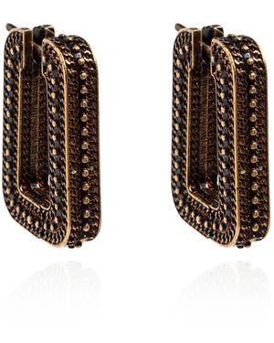 Versace Brass Earrings With Logo - Black