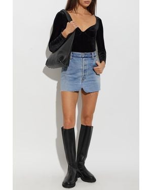 Vetements Velvet Bodysuit With Long Sleeves - Blue