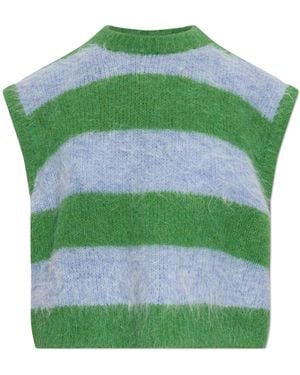 American Vintage Vest With Striped Pattern - Green