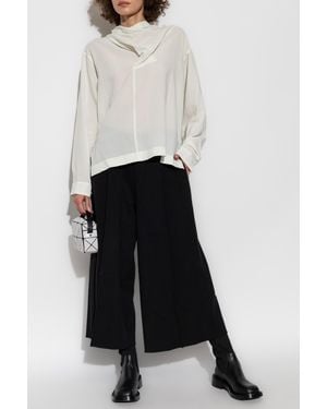 Issey Miyake Top With Ruched Neckline - White