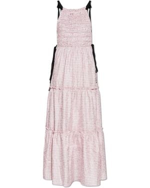 Ganni Dress With A Check Pattern - Pink