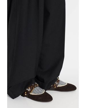 Dolce & Gabbana Suede Ballerinas With Shimmering Appliqués - Black