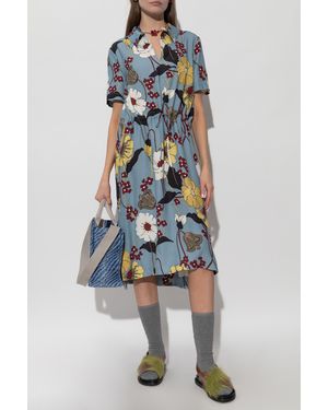 Marni Floral Motif Dress - Blue